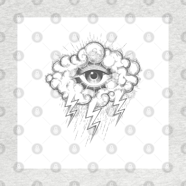 Tattoo of All Seeing Eye In a Cloud with lightnings by devaleta